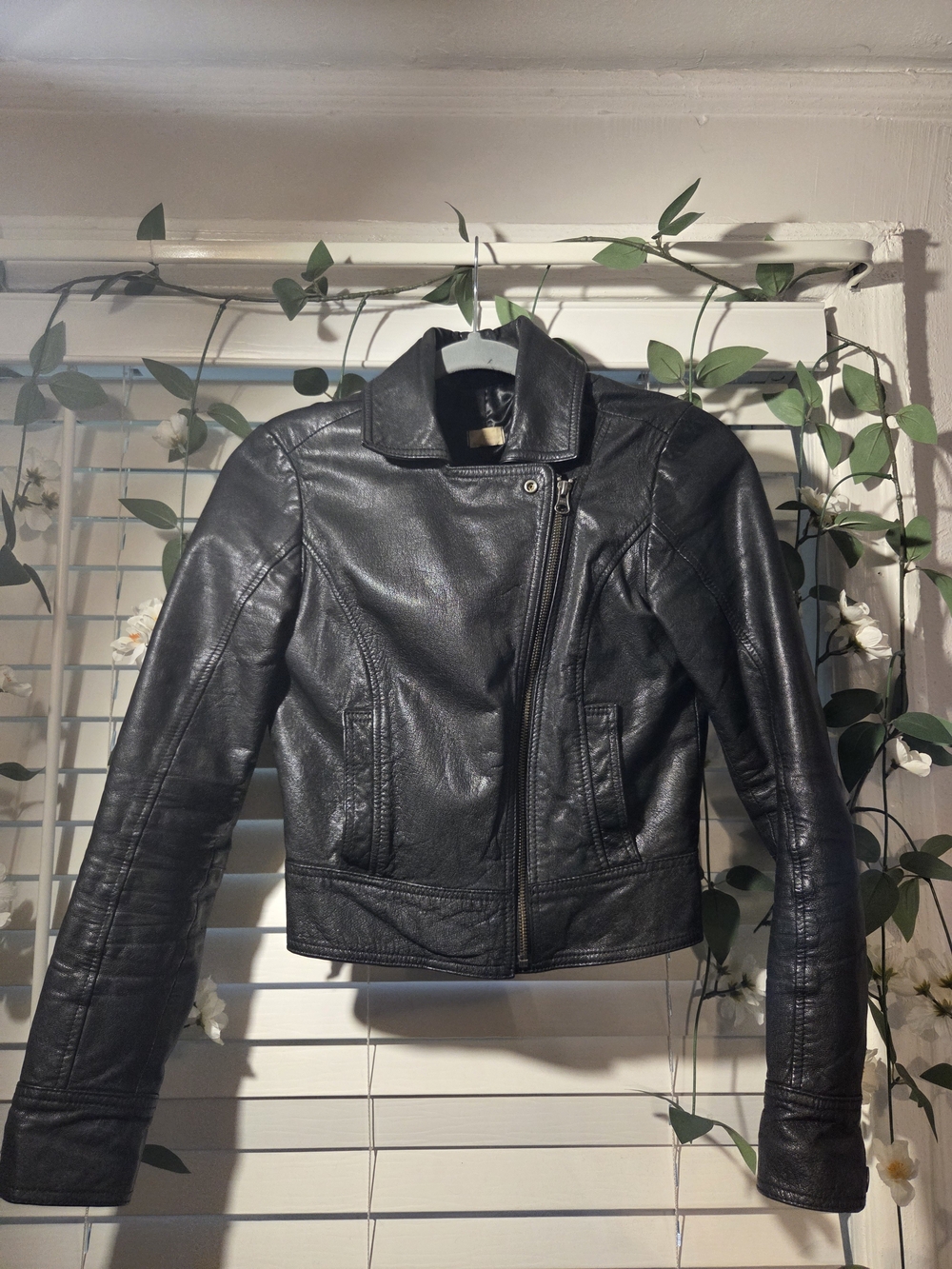 Frenchi Black Asymmetric Leather Moto Jacket